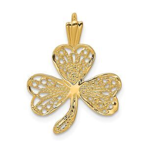 14k Yellow Gold Filigree Shamrock Pendant, 16mm (5/8 inch)